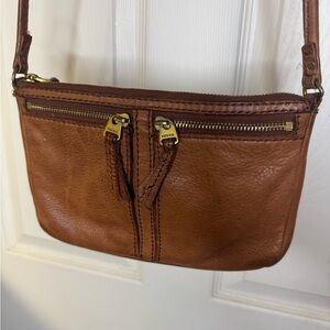 Fossil Tan Leather Crossbody Bag